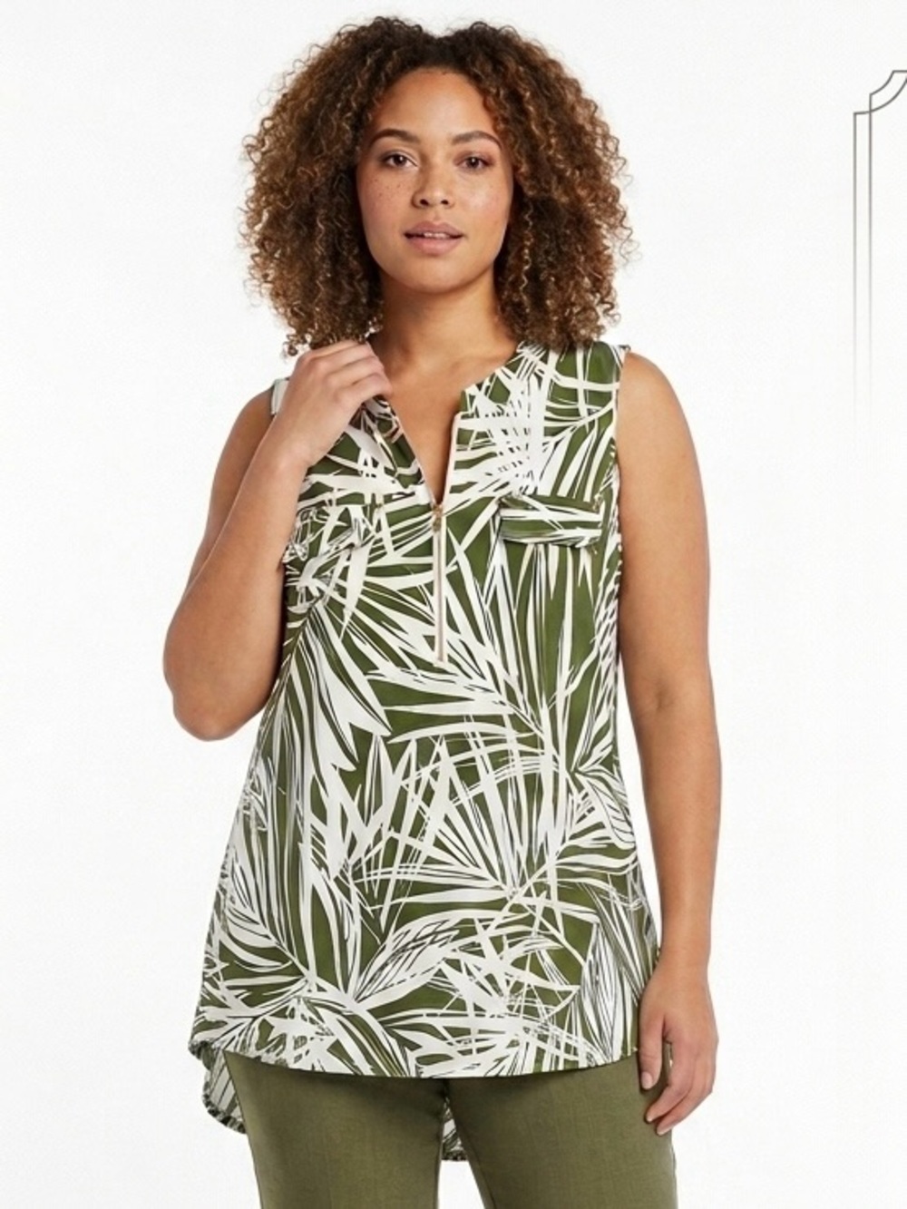 FYVE  L PTP 20” stretch 22” tunic top zipper high low hem